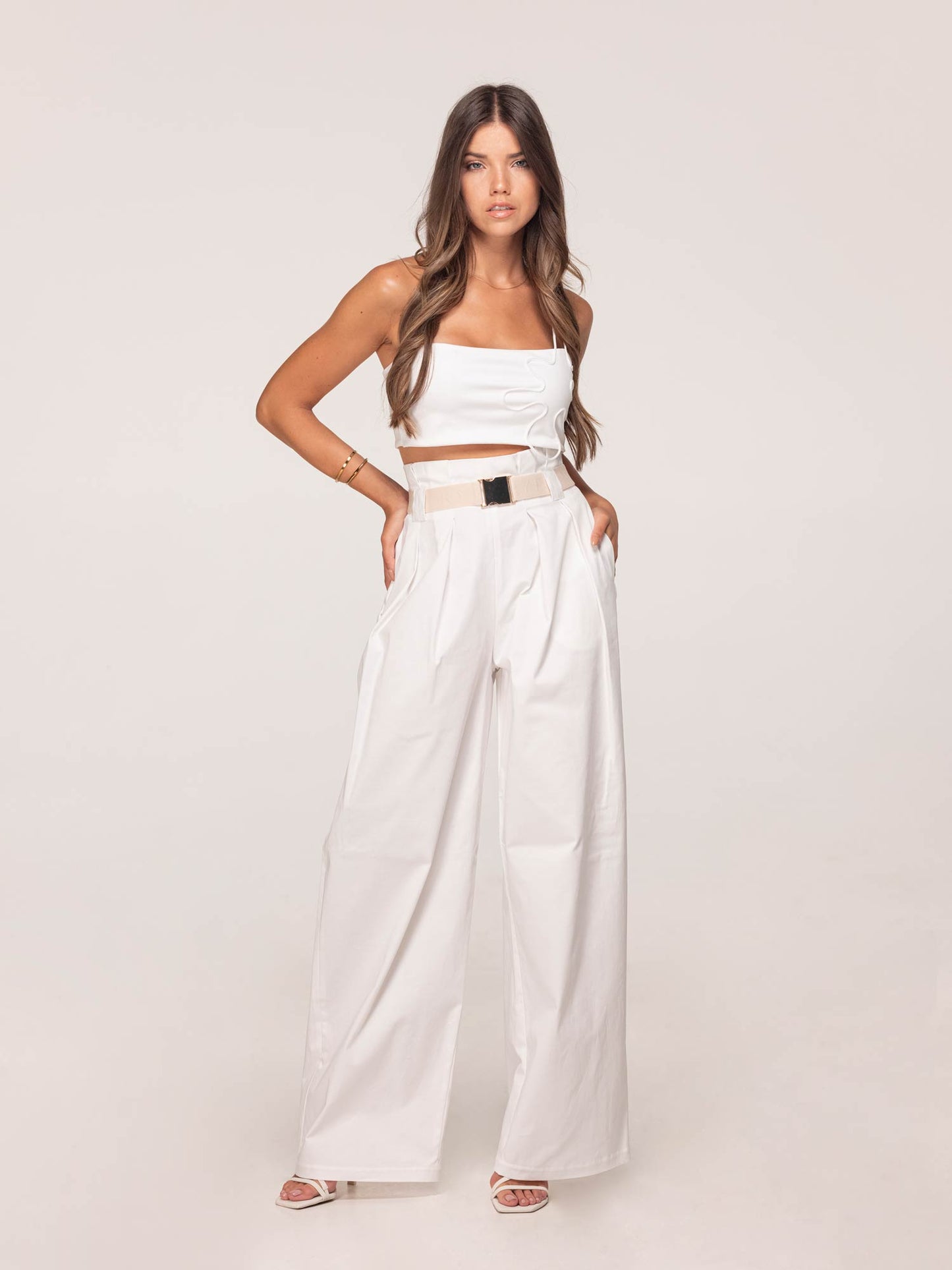 Baggy Trousers Twill Cotton White