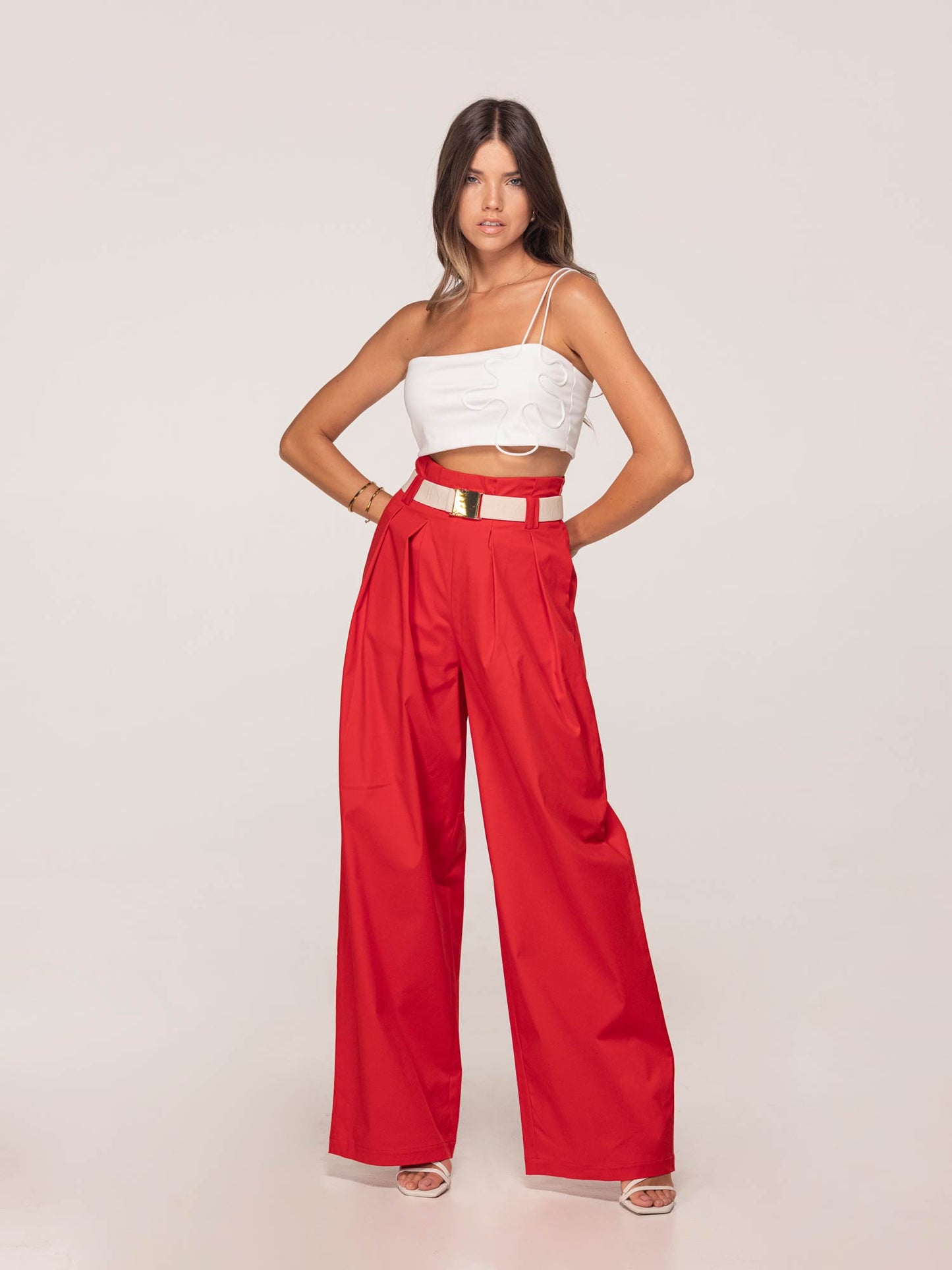 Baggy Pants Twill Cotton Red